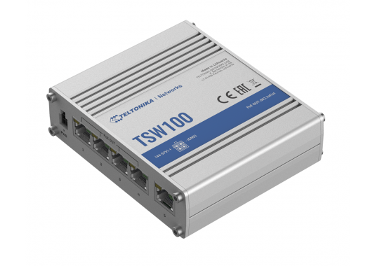 Pramoninis 5-ių gigabitinių prievadų PoE komutatorius TSW100