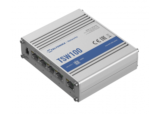 Pramoninis 5-ių gigabitinių prievadų PoE komutatorius TSW100 Pramoninis 5-ių gigabitinių prievadų PoE komutatorius TSW100
