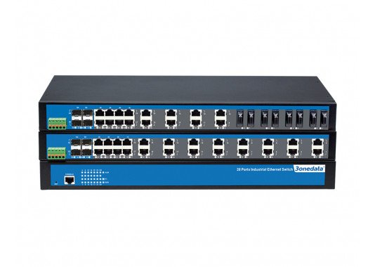 28-prievadų 100M/Gigabit 2-ojo lygmens nevaldomi pramoniniai Ethernet komutatoriai IES1028