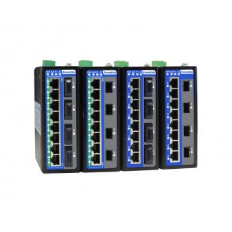 12-prievadų pilnai Gigabitiniai valdomi pramoniniai Ethernet komutatoriai (PoE pasirinktinai) IES6312